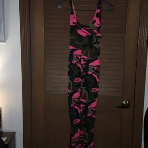 Army print workout onsie.
